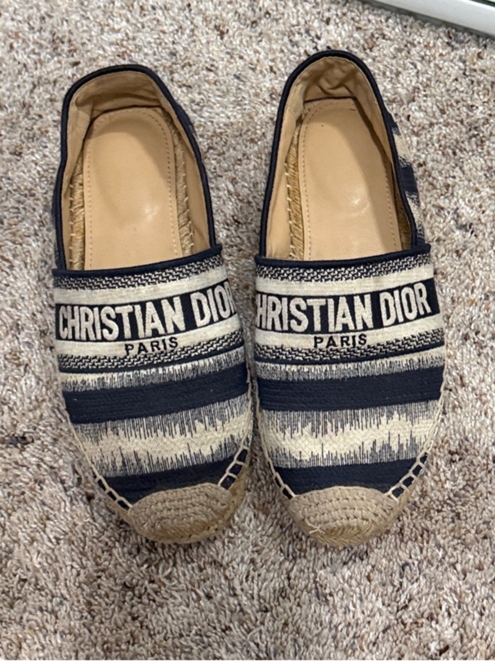 Dior Kids Navy and Cream Logo Espadrilles